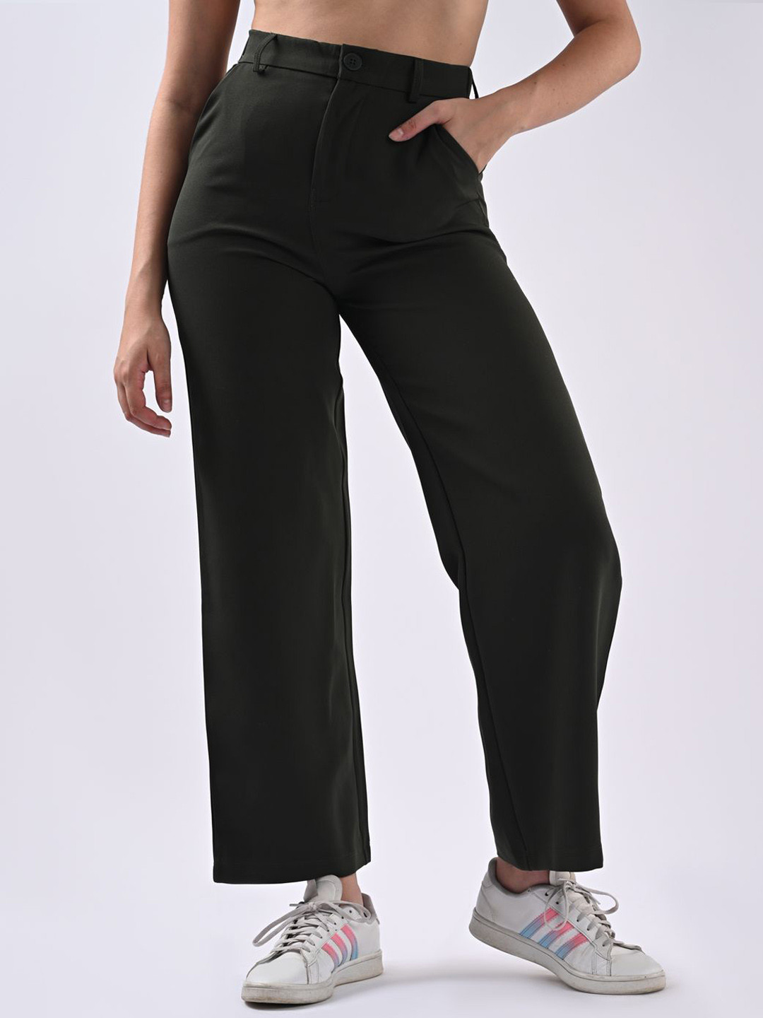 Kraus Jeans Women Printed Straight Fit High-Rise Regular Trousers