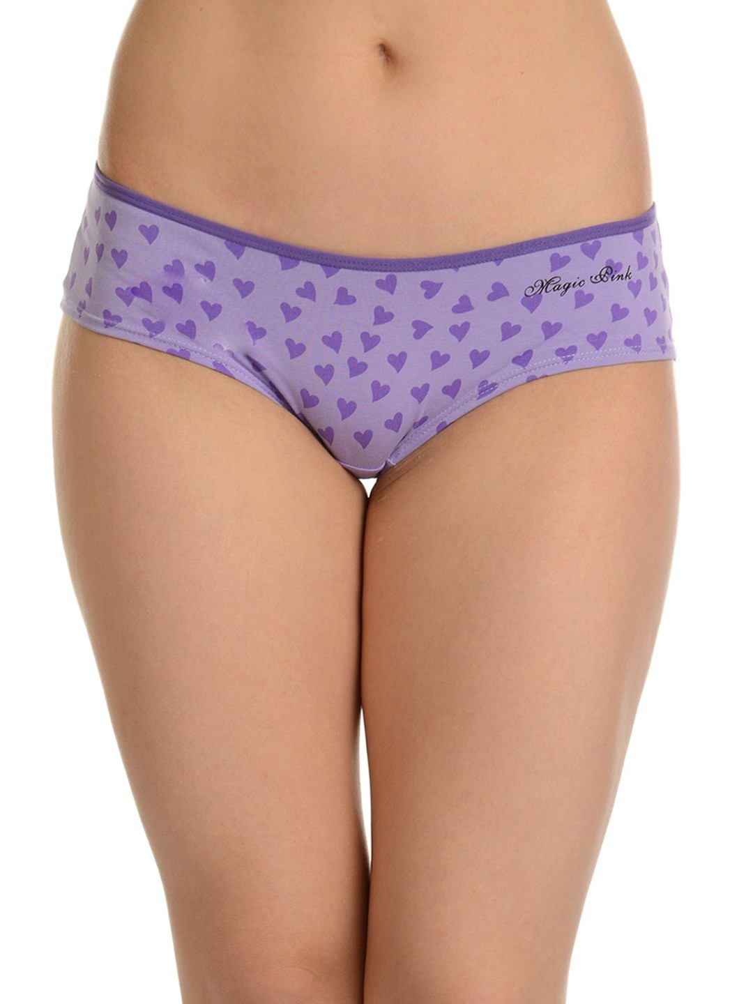 DressBerry Women Pack Of 2 Purple Low-Rise Stretchable Heart Print Cotton Panty