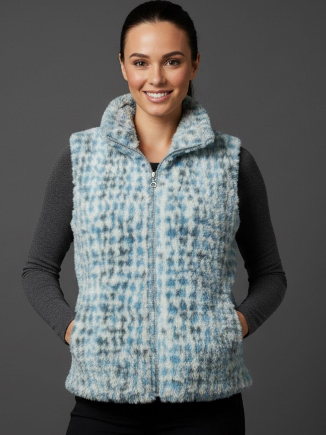 Wineberry Stand Collar Sleeveless Lightweight Jacket