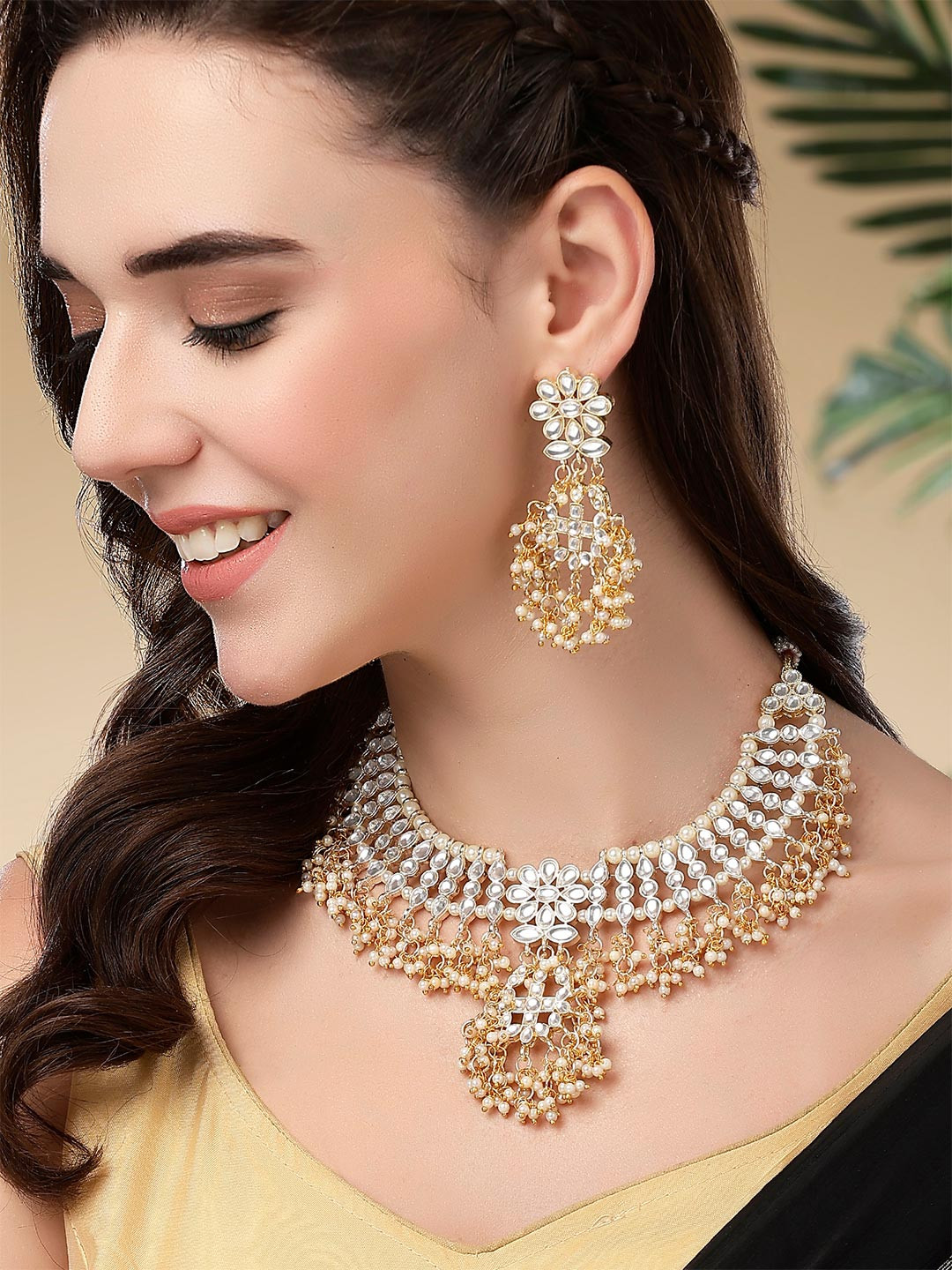 KARATCART Women Gold and White Gold-Plated Jewellery Set