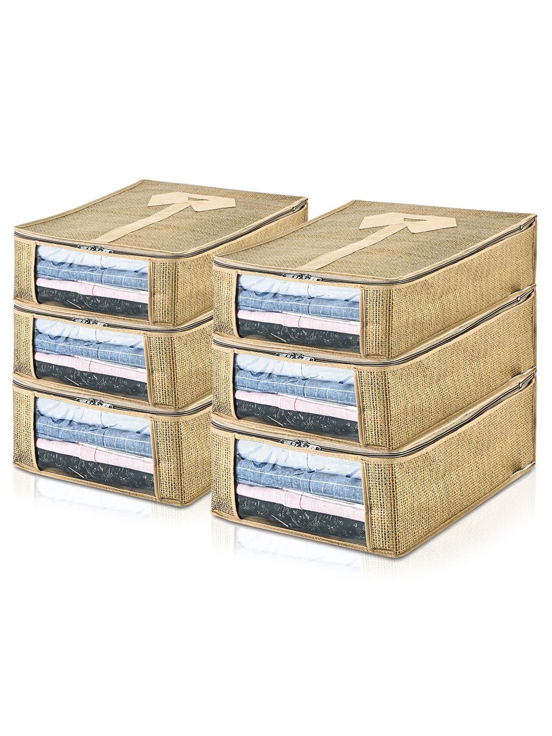 Kuber Industries Gold-Toned Set of 6 Shirt Covers Storage Multi-Utility Organisers