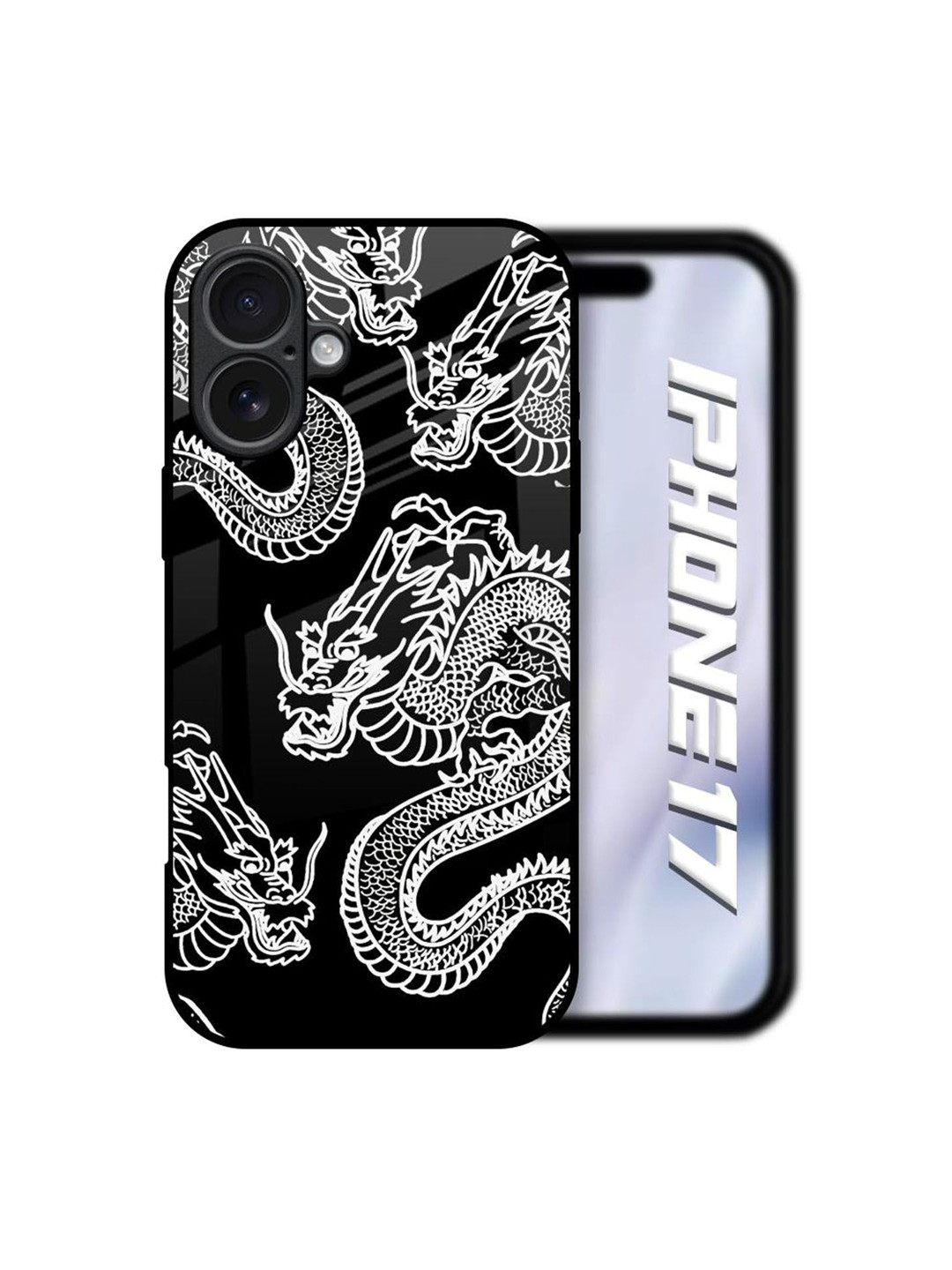 QRIOH Quirky Dragon Printed iPhone 17 Shockproof Back Case Mobile Accessories