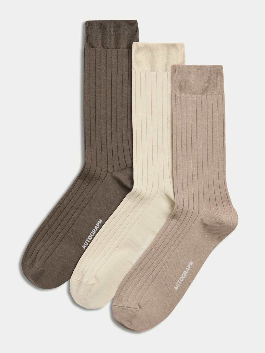 Marks & Spencer Egyptian Men Pack Of 3 Ribbed Calf-Length Socks