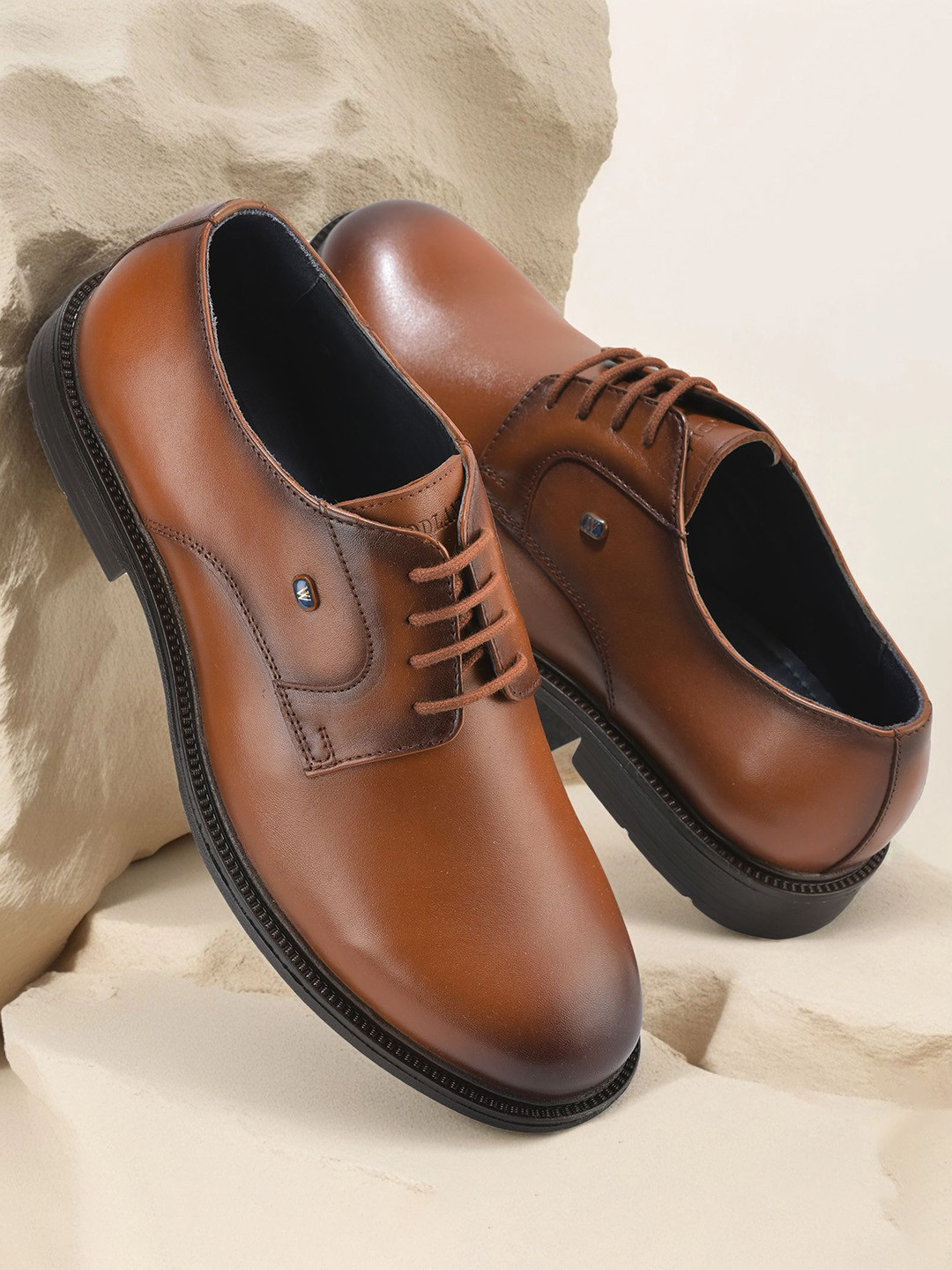 Woodland Men Leather Lace-Up Formal Derby Shoes