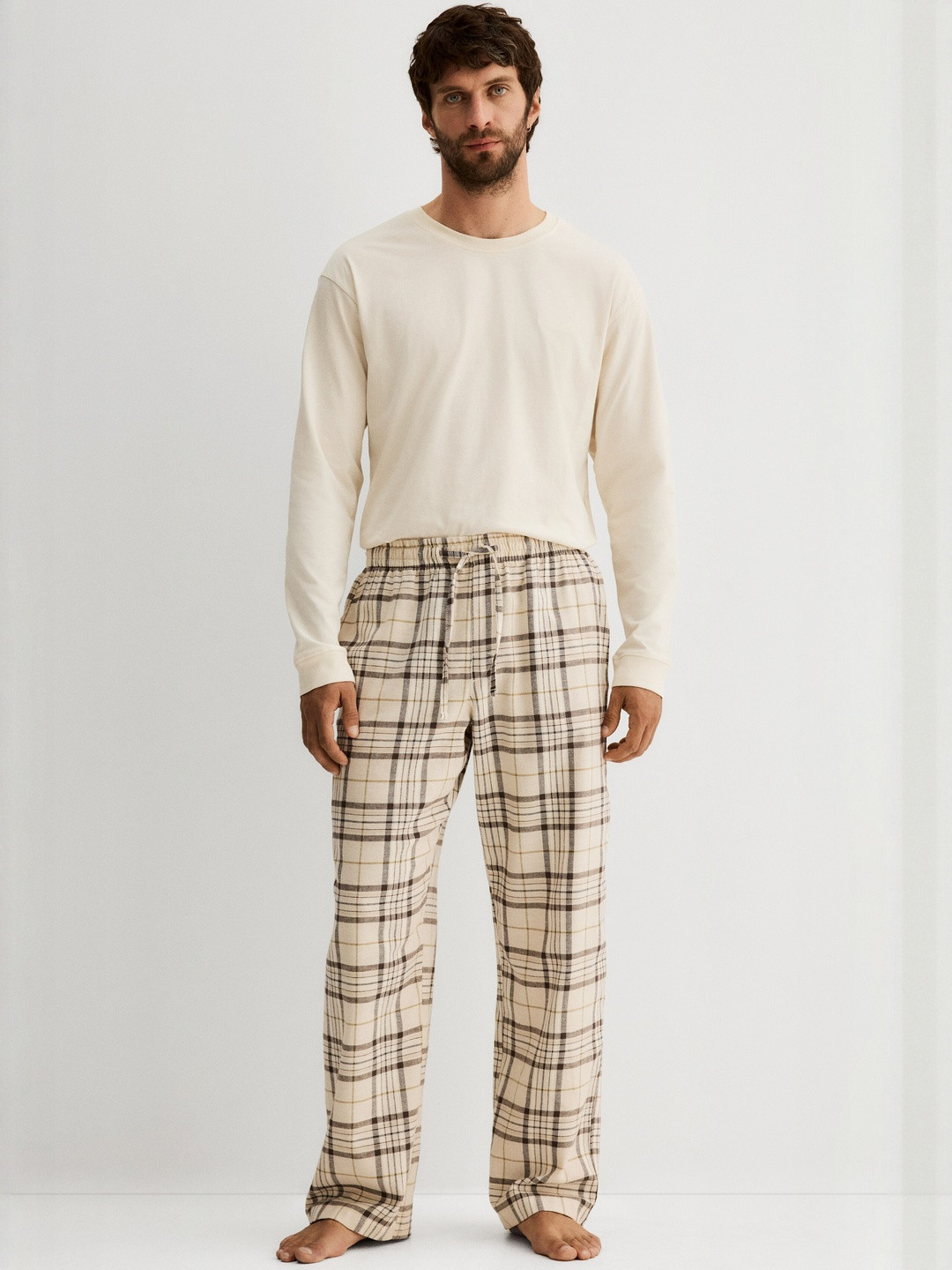 H&M Men Cotton Pyjama Top And Bottoms