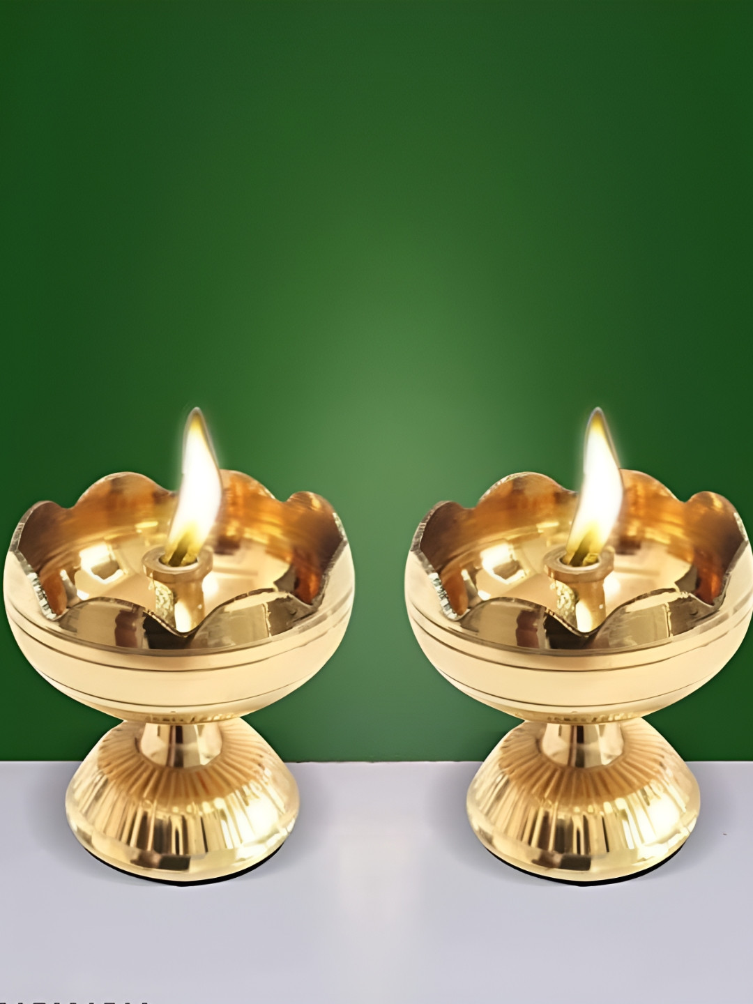 Heaven Decor 2 Pieces Gold Toned Textured Akhand Diya