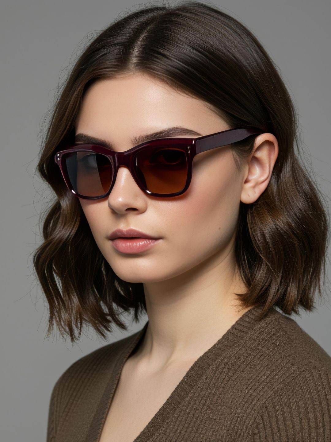 Ted Smith Women Square Red Brown Sunglasses With UV Protected Lenses