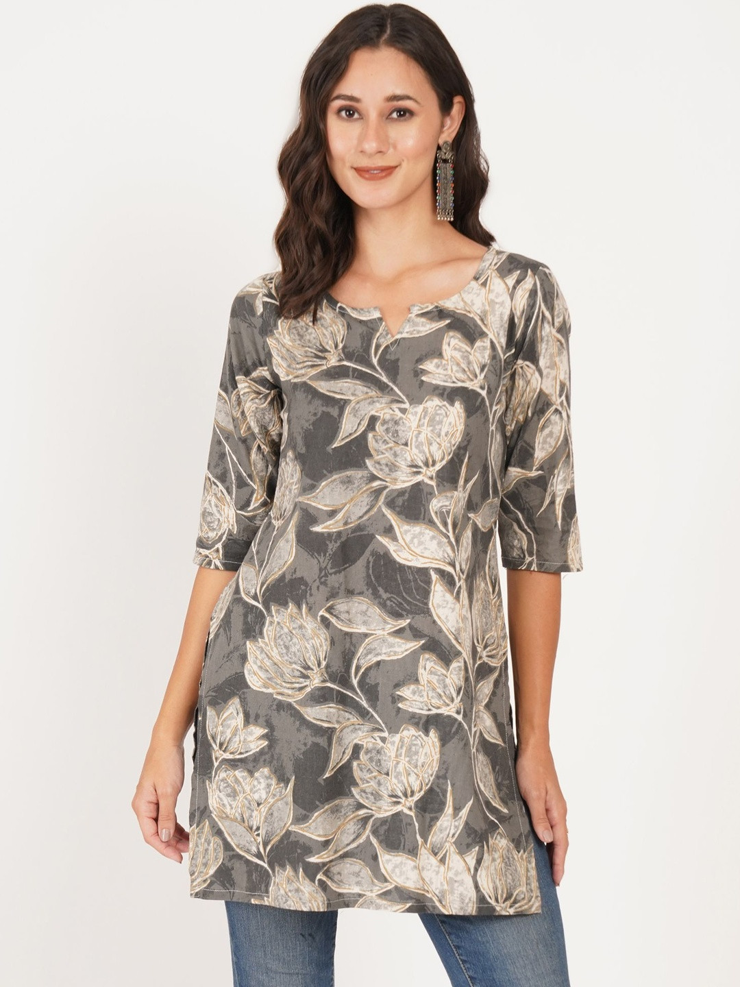 Ethic Glance Women Floral Cotton Short Kurta