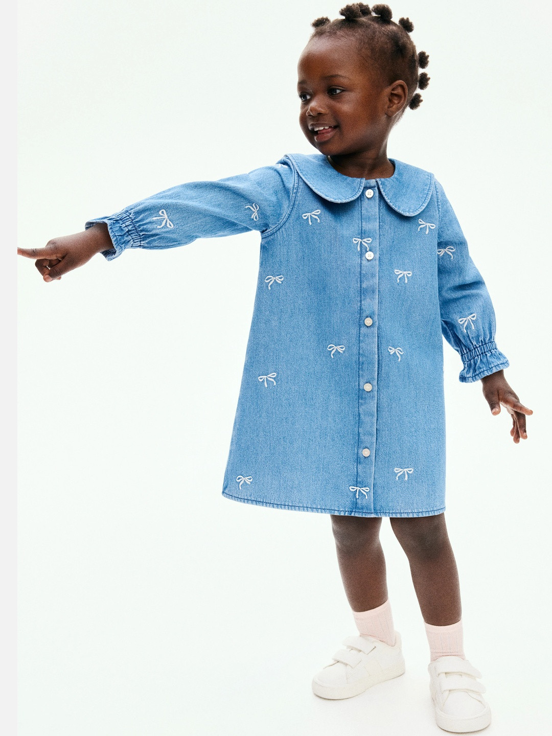 H&M Embroidery-Detail Denim Shirt Dress