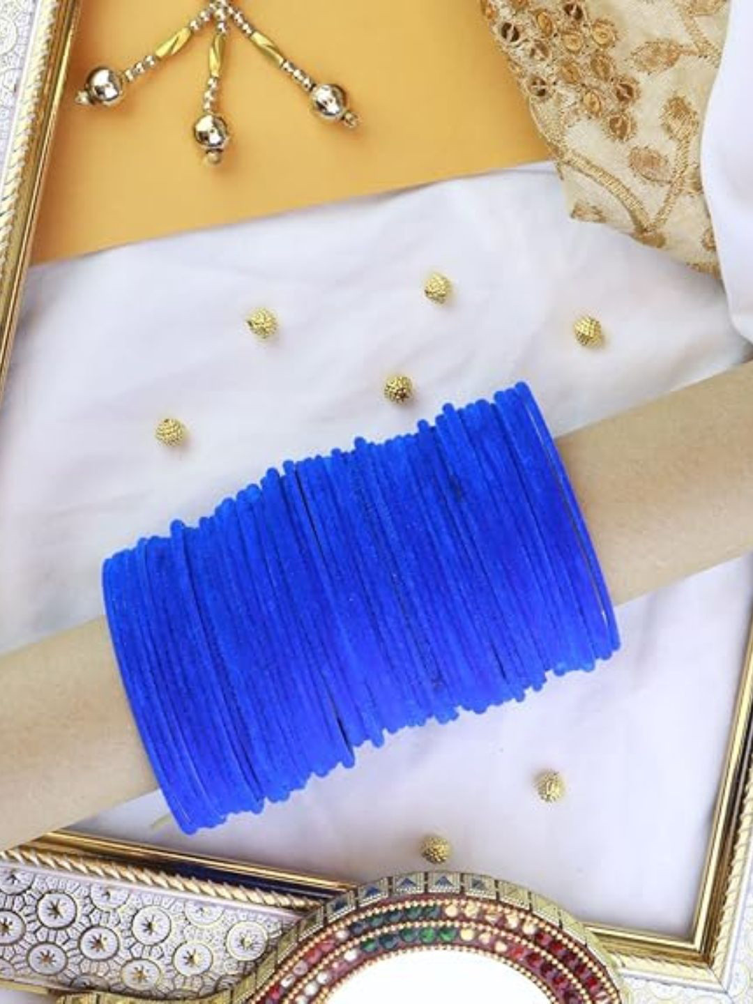 I Jewels Set Of 48 Metal Velvet Bangles