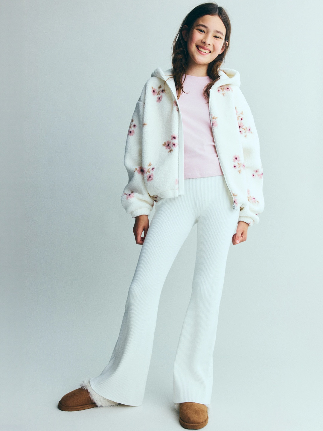 H&M Girls Flared Rib-Knit Trousers