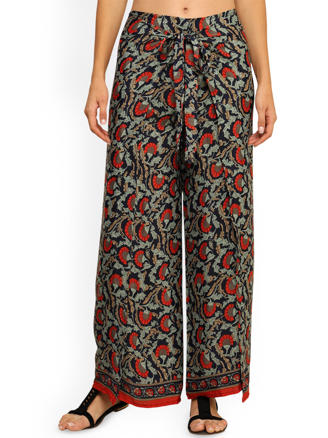 GALE GIRLS Women Ethnic Motifs Printed Wide-Leg Casual Trousers