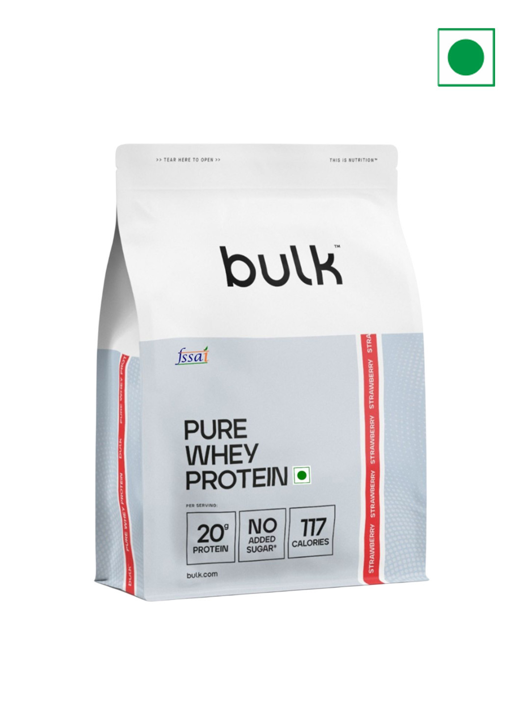 Bulk Unisex Pure Whey Protein Powder - 450 g - Strawberry