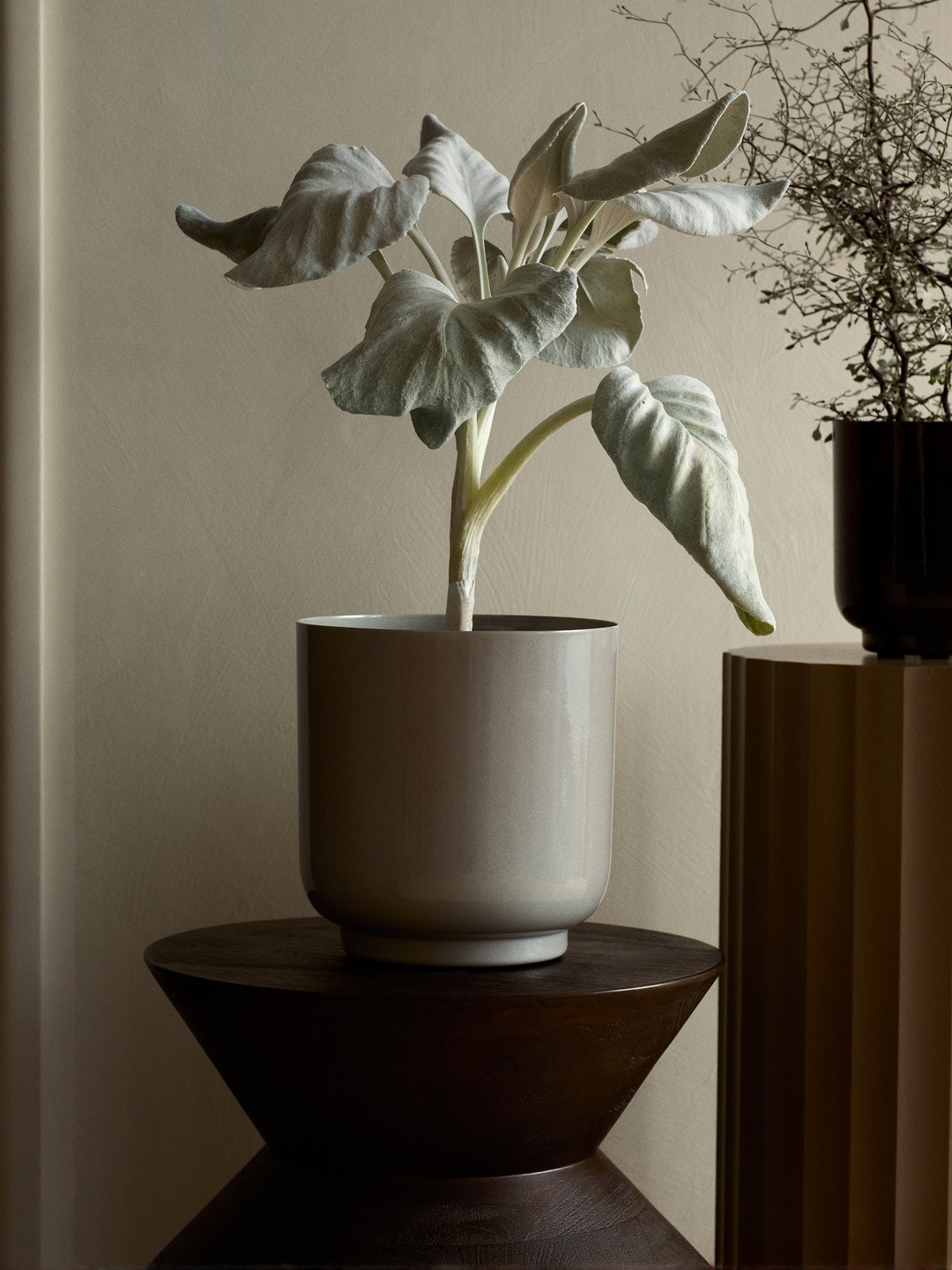H&M Beige Large Metal Plant Pot