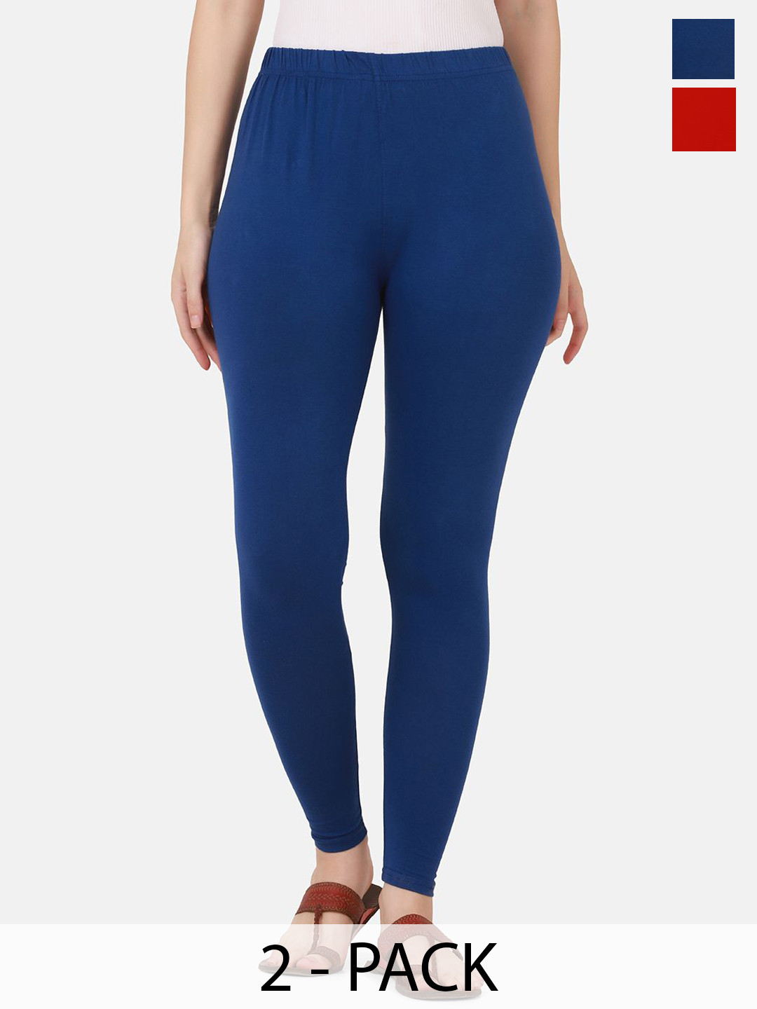 VANSIRI Pack Of 2 Pure Cotton Slim-Fit Ankle-Length Leggings