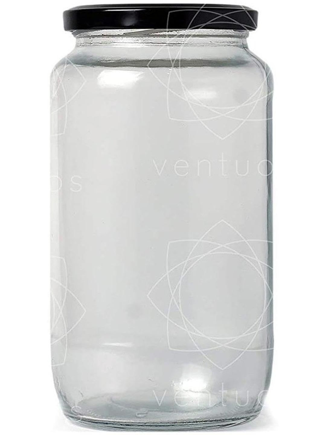 1ST TIME Transparent & Gold-Toned Glass Dishwasher Safe Twist Lock Jar- 1000 Ml