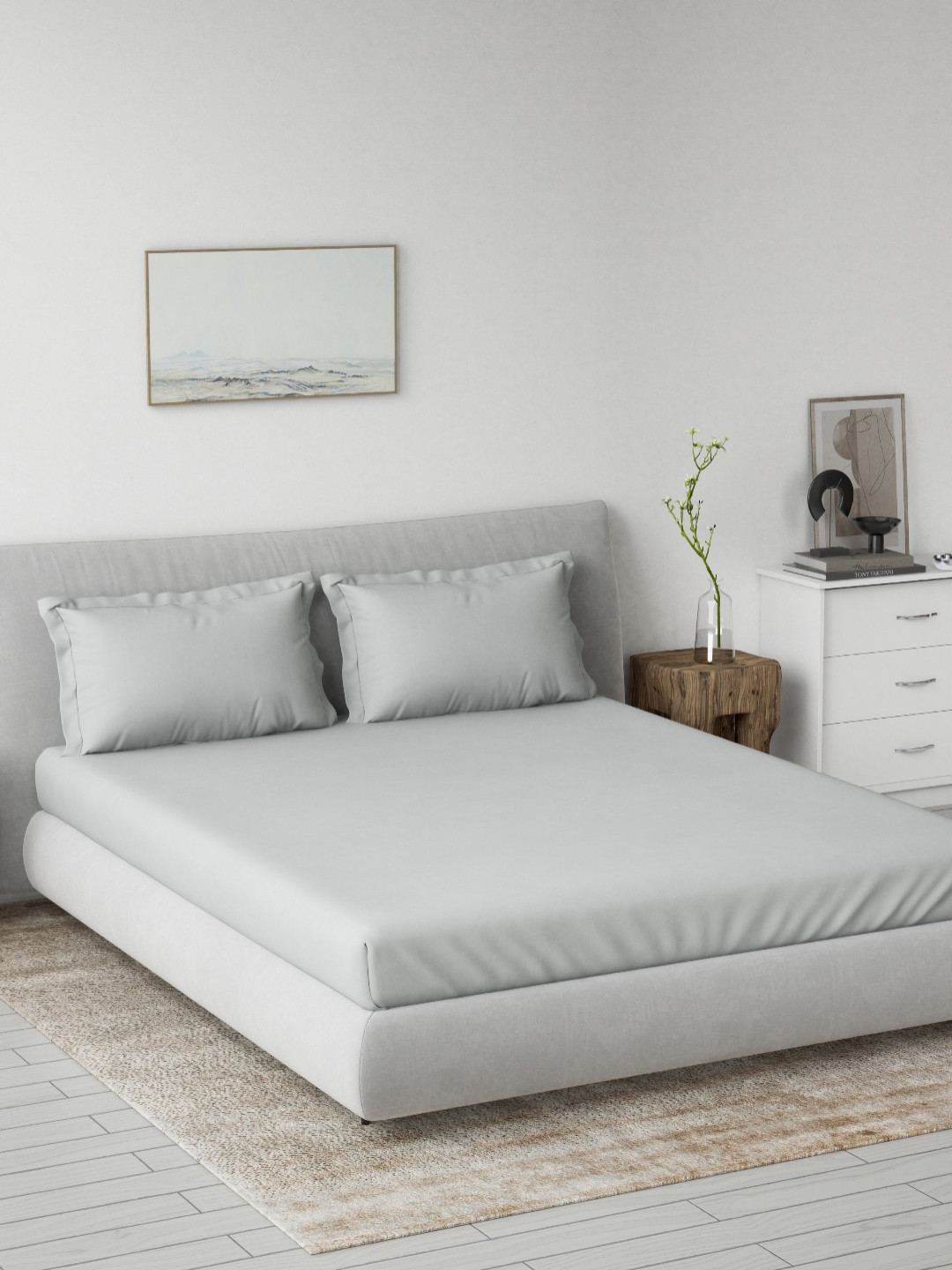 DDecor Spectrum Grey 180 TC Pure Cotton King Bedsheet Set 1.82 m x 1.98m