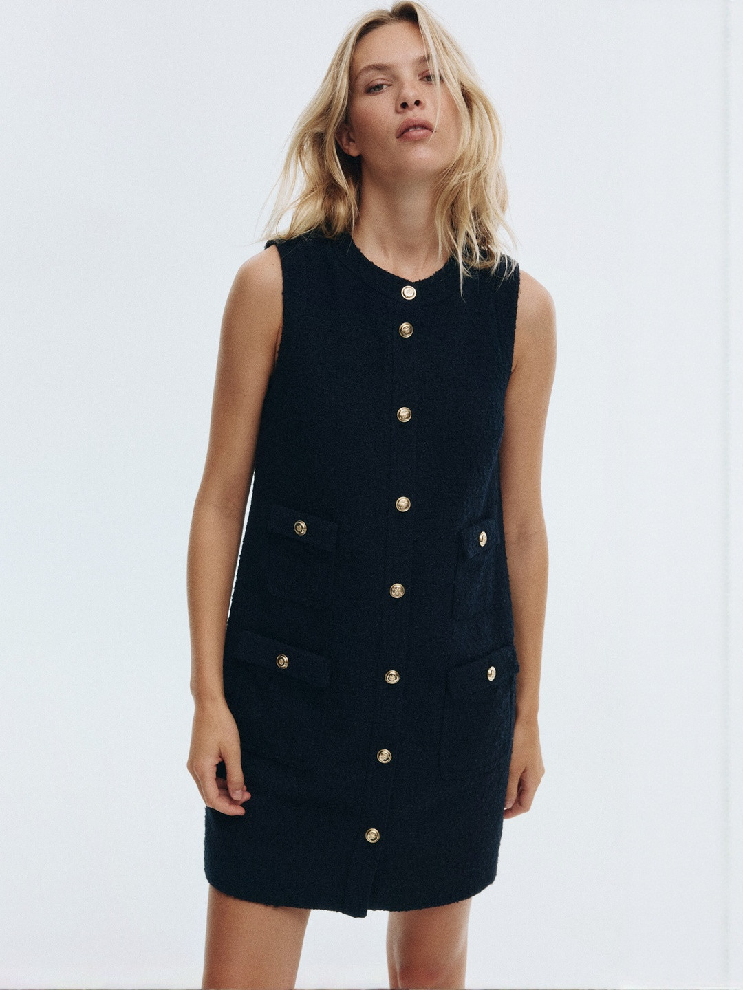 H&M Women Blue Boucl Dress