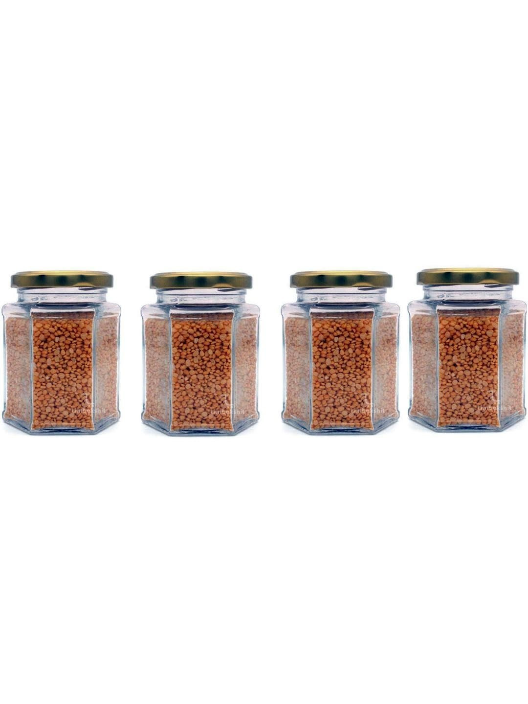 1ST TIME Transparent Glass Dishwasher Safe 4 Pieces Twist Lock Jar Containers 200ml Each