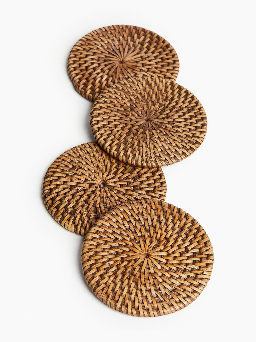 H&M Beige 4-Pack Rattan Coasters