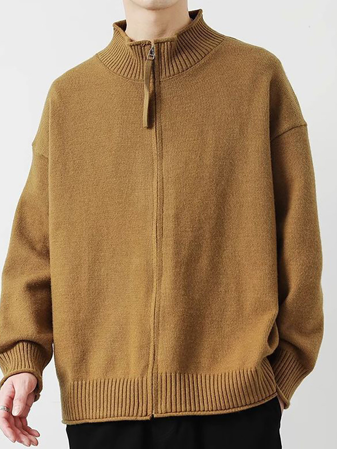 StyleCast x Revolte Men Mock Collar Long Sleeves Cardigan with Ribbed hem