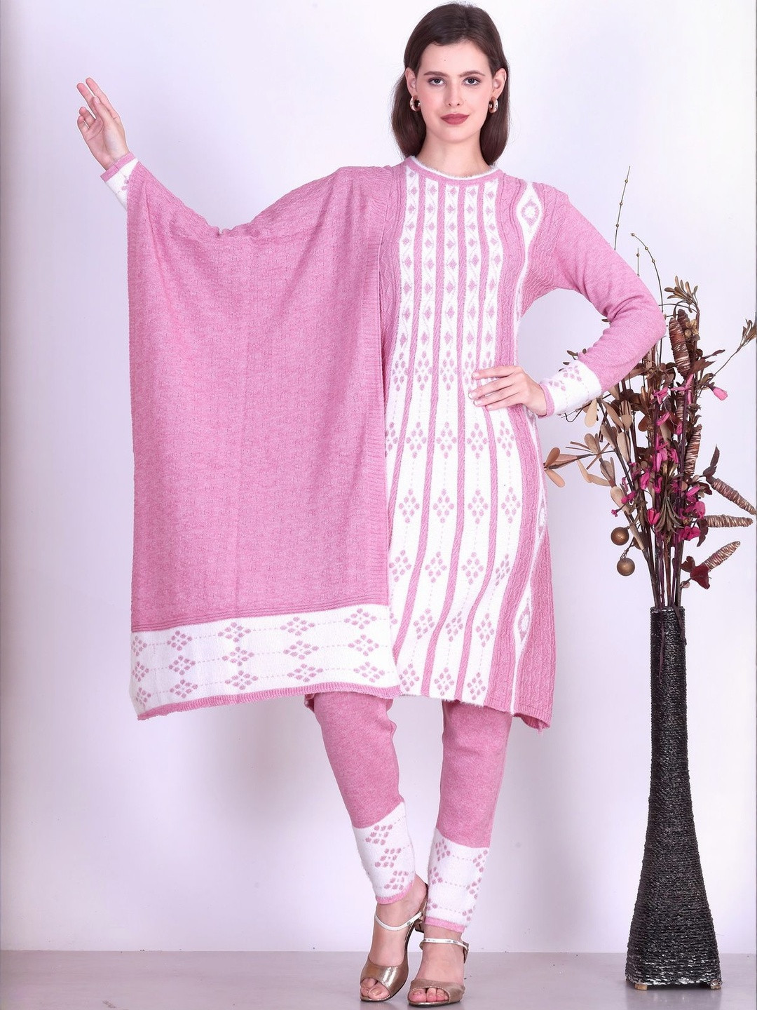 FIRST SLEEP Women Woven Design A-Line Kurta with Trousers & Dupatta