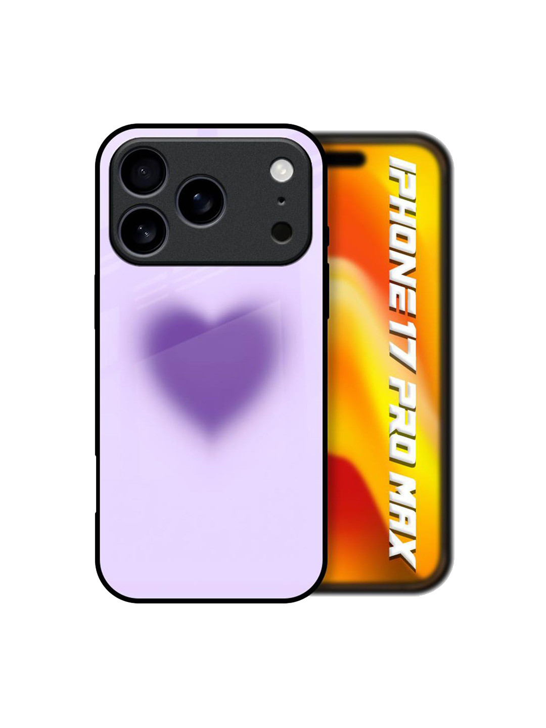 QRIOH Violet Valentine Printed Sleek & Lightweight iPhone 17 Pro Max Glass Back Case