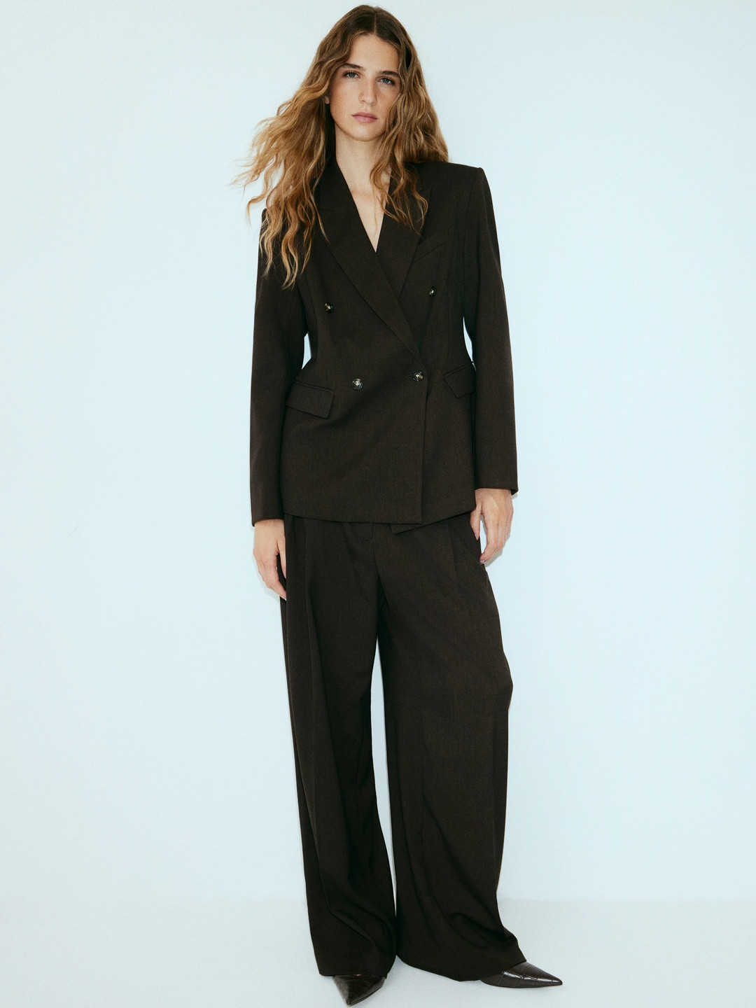 H&M Women Brown Tailored Trousers