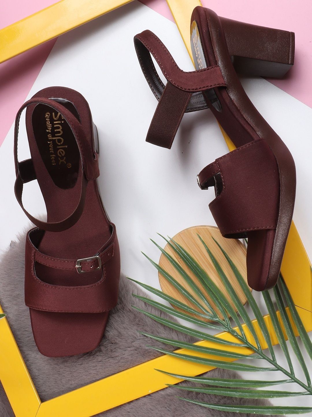 Simplex Footwear Women Buckles Embellished Block Sandals