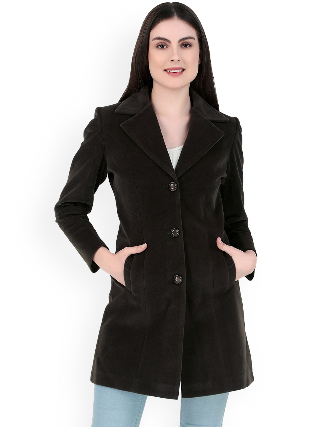 Brazo Women Single Breasted Long Overcoat