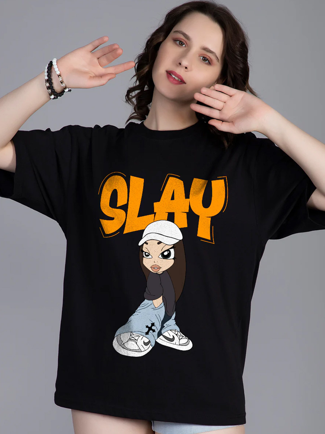 SLAY Graphic Printed Oversized Cotton T-shirt