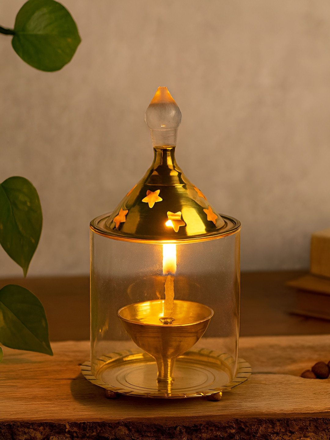 HABERE INDIA Gold-Toned Long-Lasting Akhand Diya