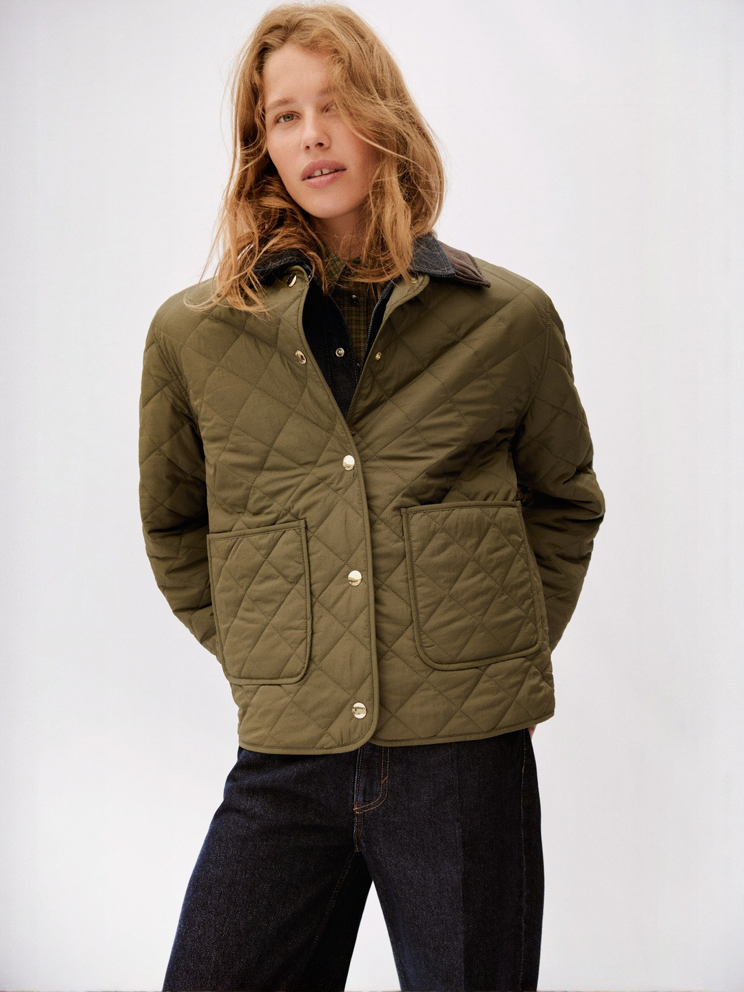 H&M Quilted Corduroy-Collar Jacket