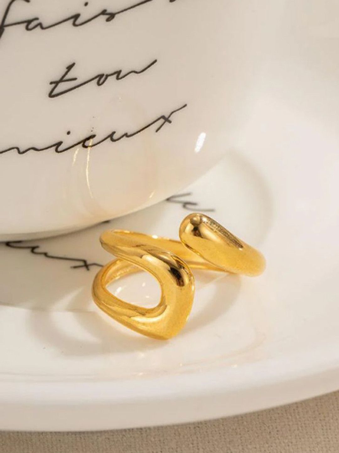 DIMPLERY 18K Gold Plated Stainless Steel Charvi Resizable Finger Ring