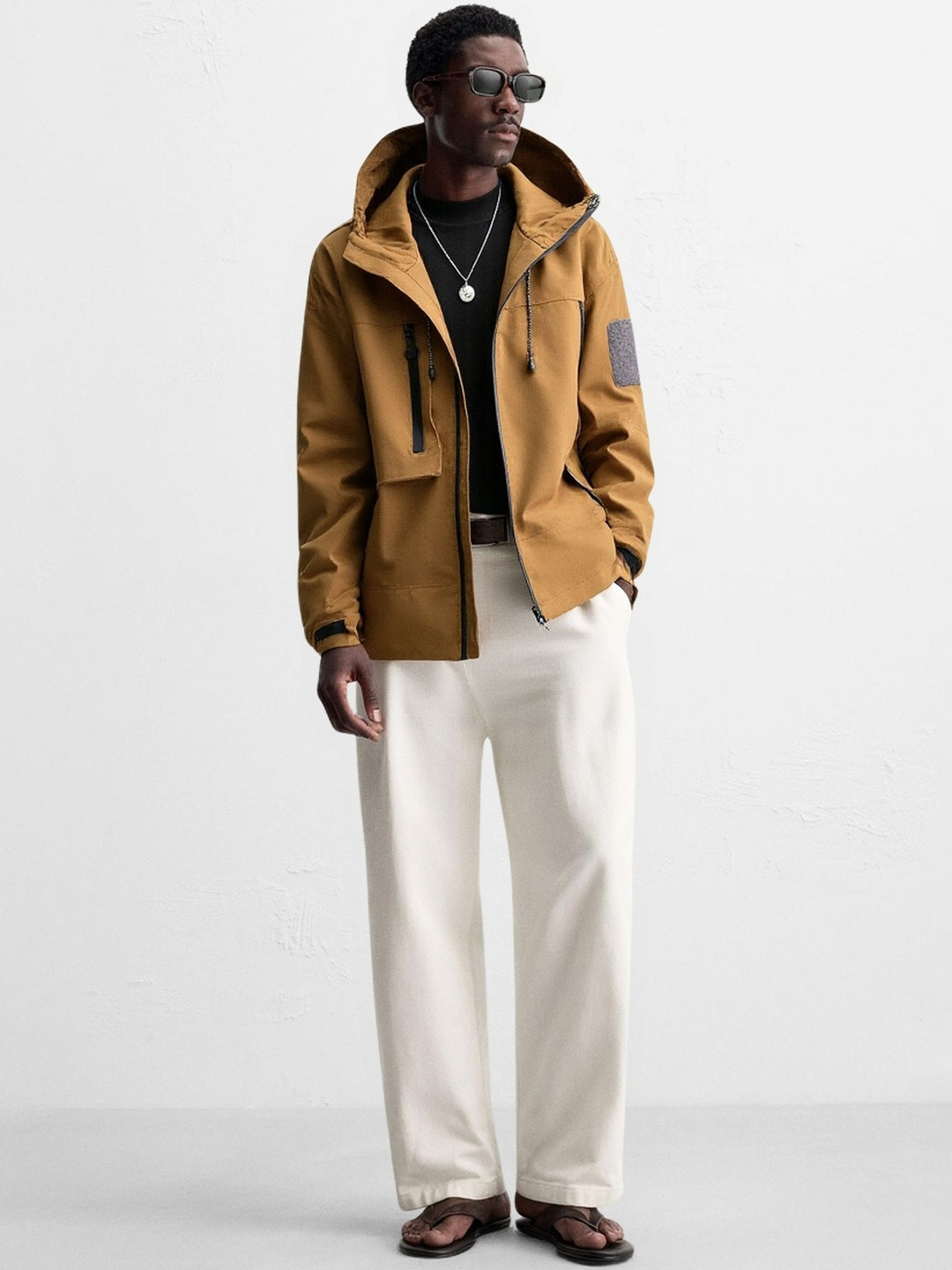 HERE&NOW Men Brown Open Front Jacket