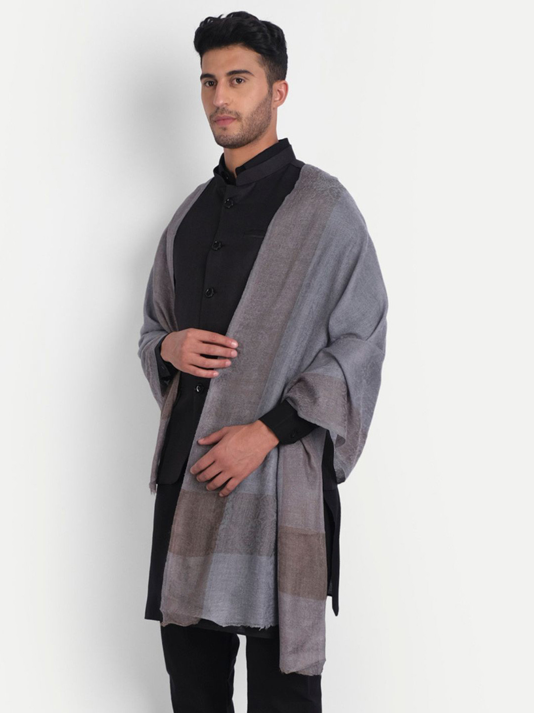 Zamour Men Woolen Woven Design Stole