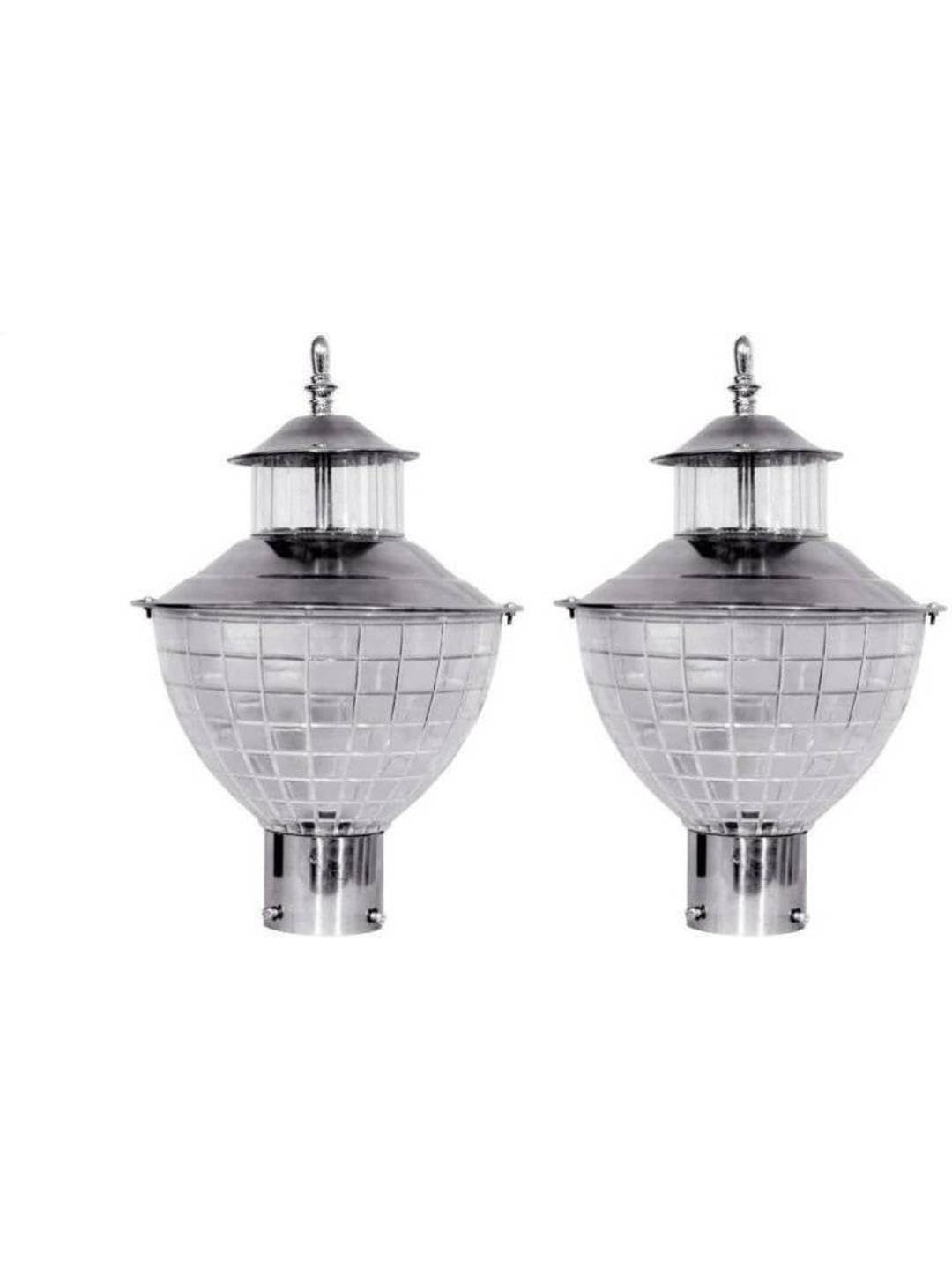 1ST TIME Set Of 2 Silver & White Waterproof Outdoor Gate Lamp