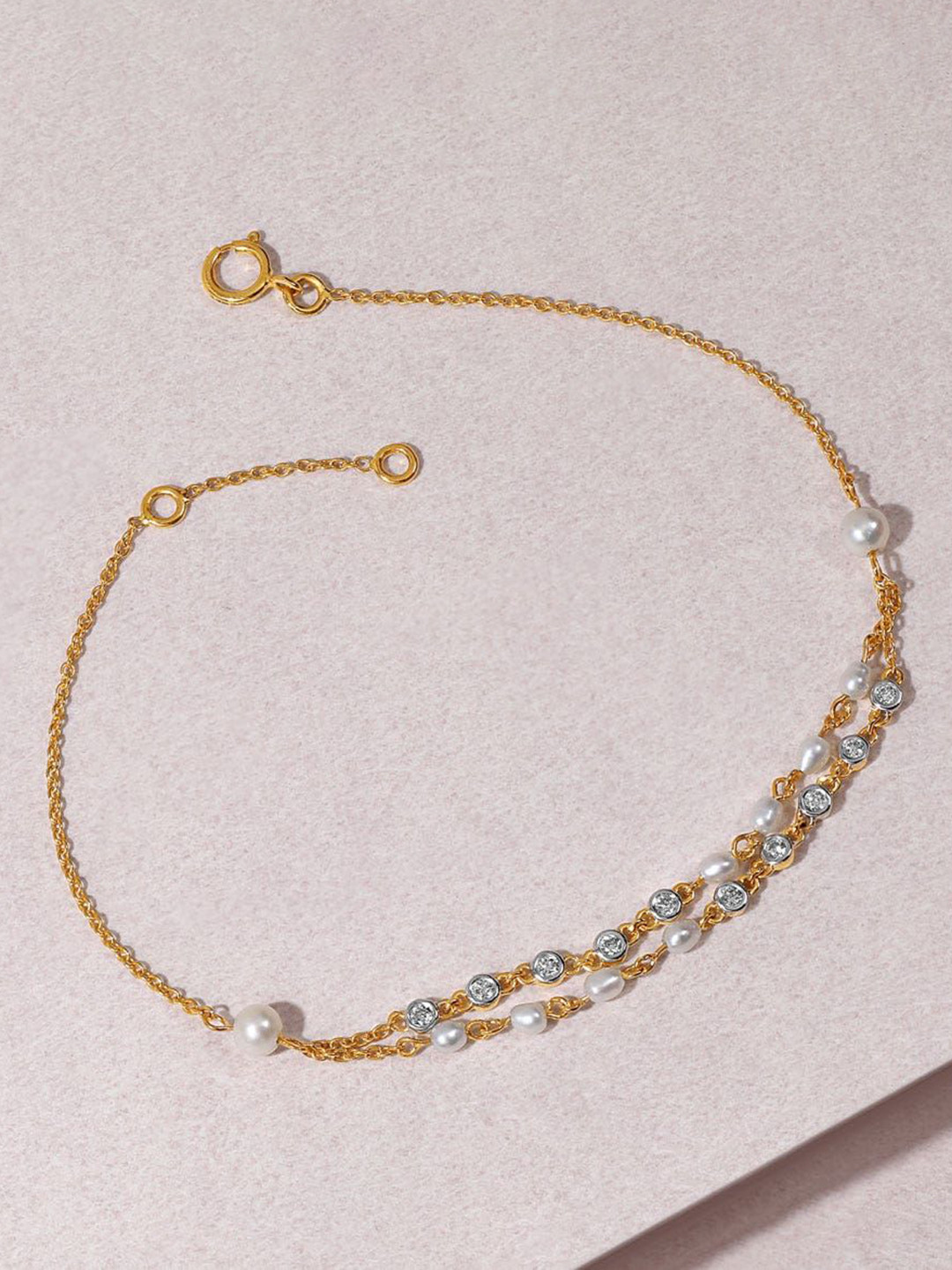 CANDERE A KALYAN JEWELLERS COMPANY Women 14Kt Gold Diamond Studded Bracelet - 1.66 g