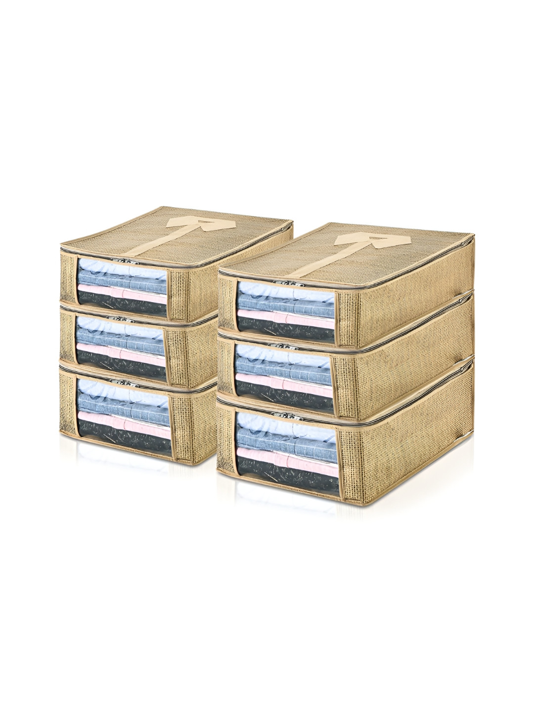 Aura Gold-Toned & Transparent 6 Pieces Lining Multi-Utility Organisers