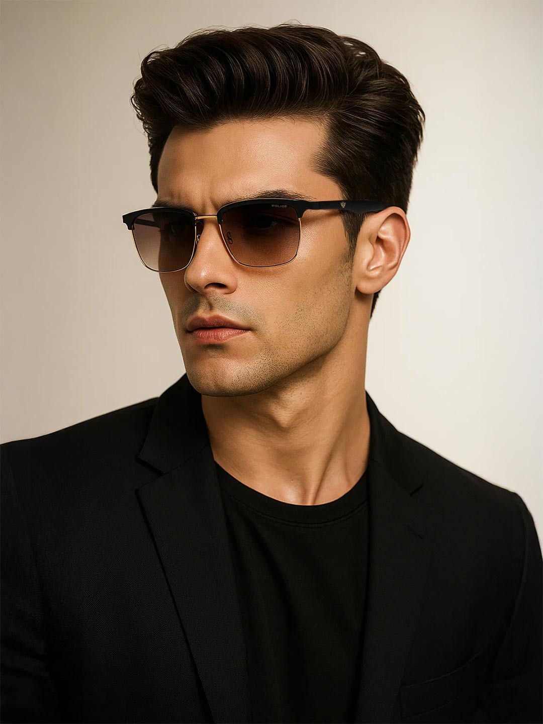 Police Unisex Half Rim Sunglasses with UV Protected Lens SPLN66K54H12SG