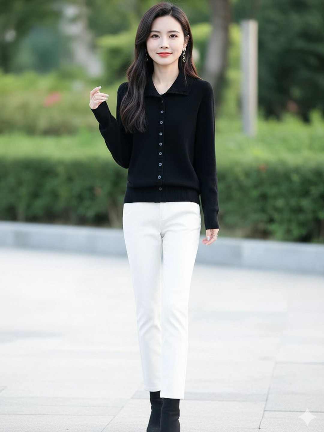 HERE&NOW Women V-Neck Button Sweaters