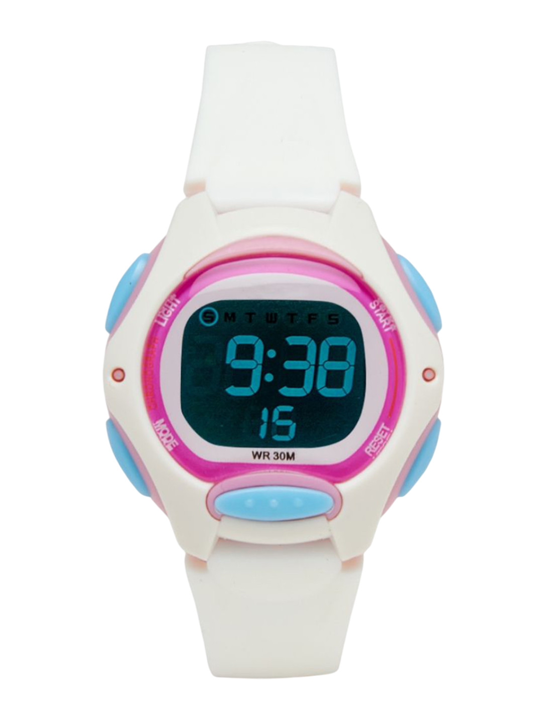 KIDSUN Kids Round Dial Digital Multi Function Watch 801_WHITE_WHITE