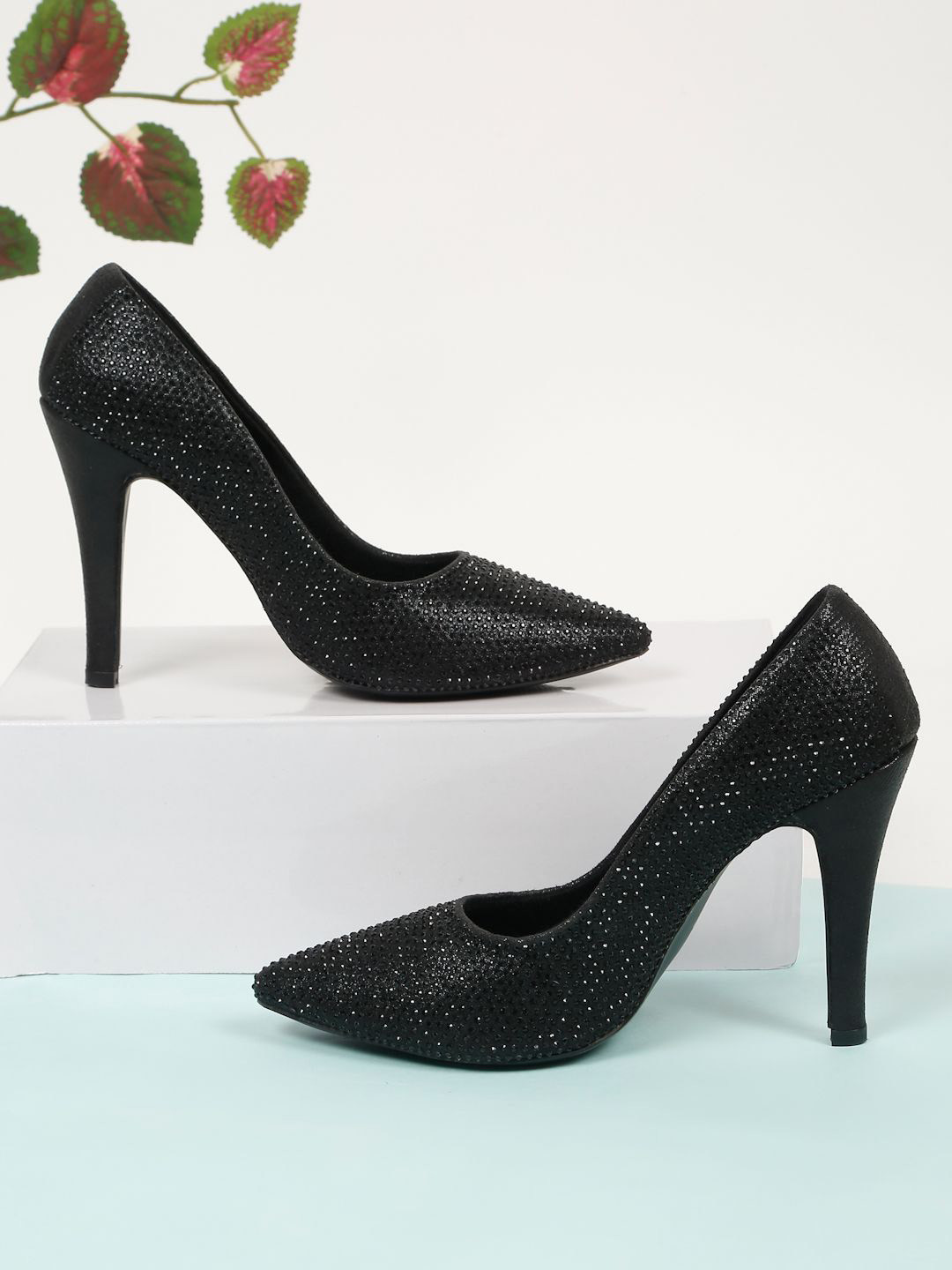 Flat n Heels Women Embellished Synthetic Leather Stiletto Pumps