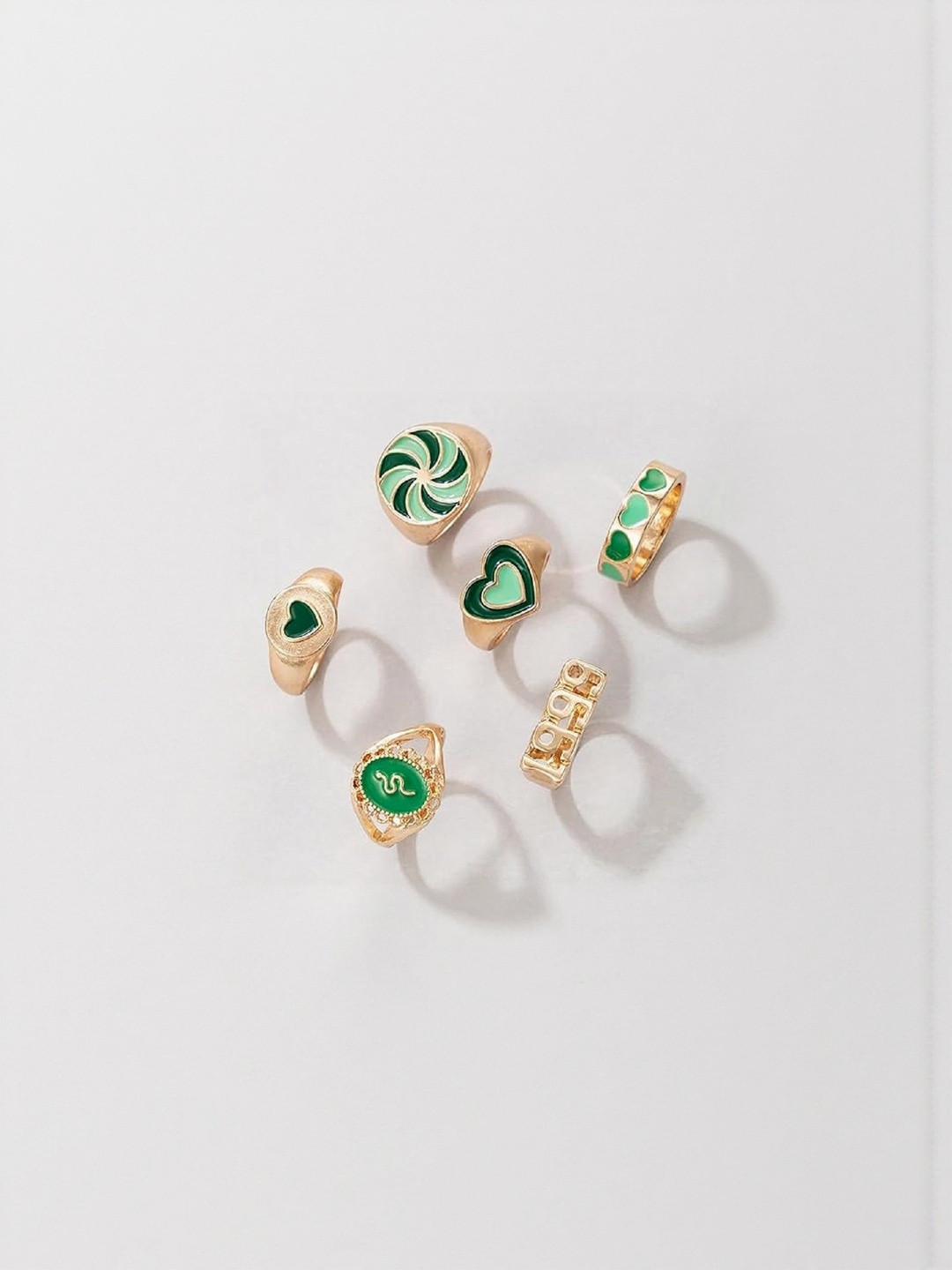 TheVineGirl Women Set Of 6 Metal Alloy Chunky Finger Rings