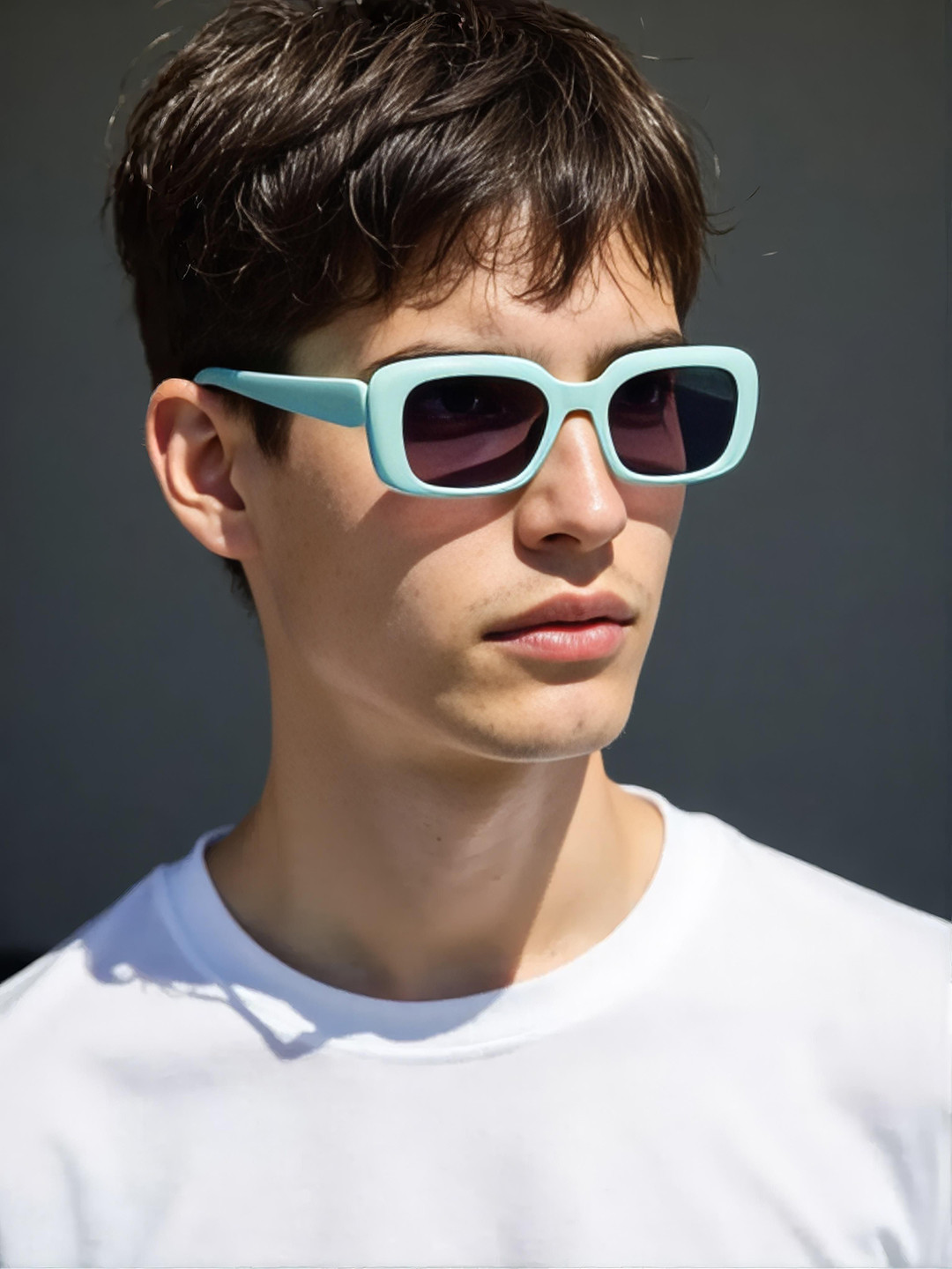 Ted Smith Unisex Rectangle Green Black Sunglasses With UV Protected Lenses