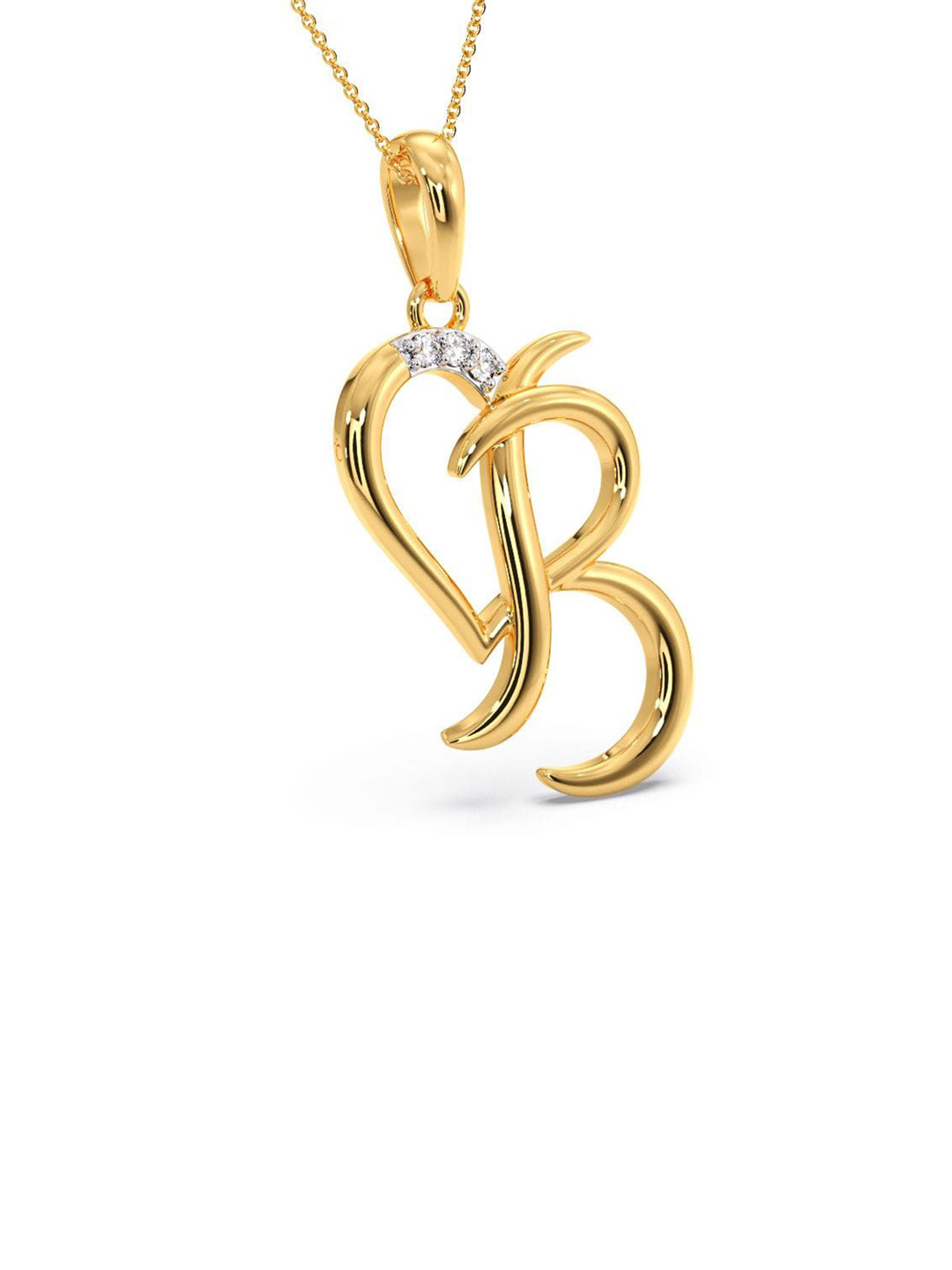 CANDERE A KALYAN JEWELLERS COMPANY 14KT Gold B Initial Love Pendant Diamond -1.69g