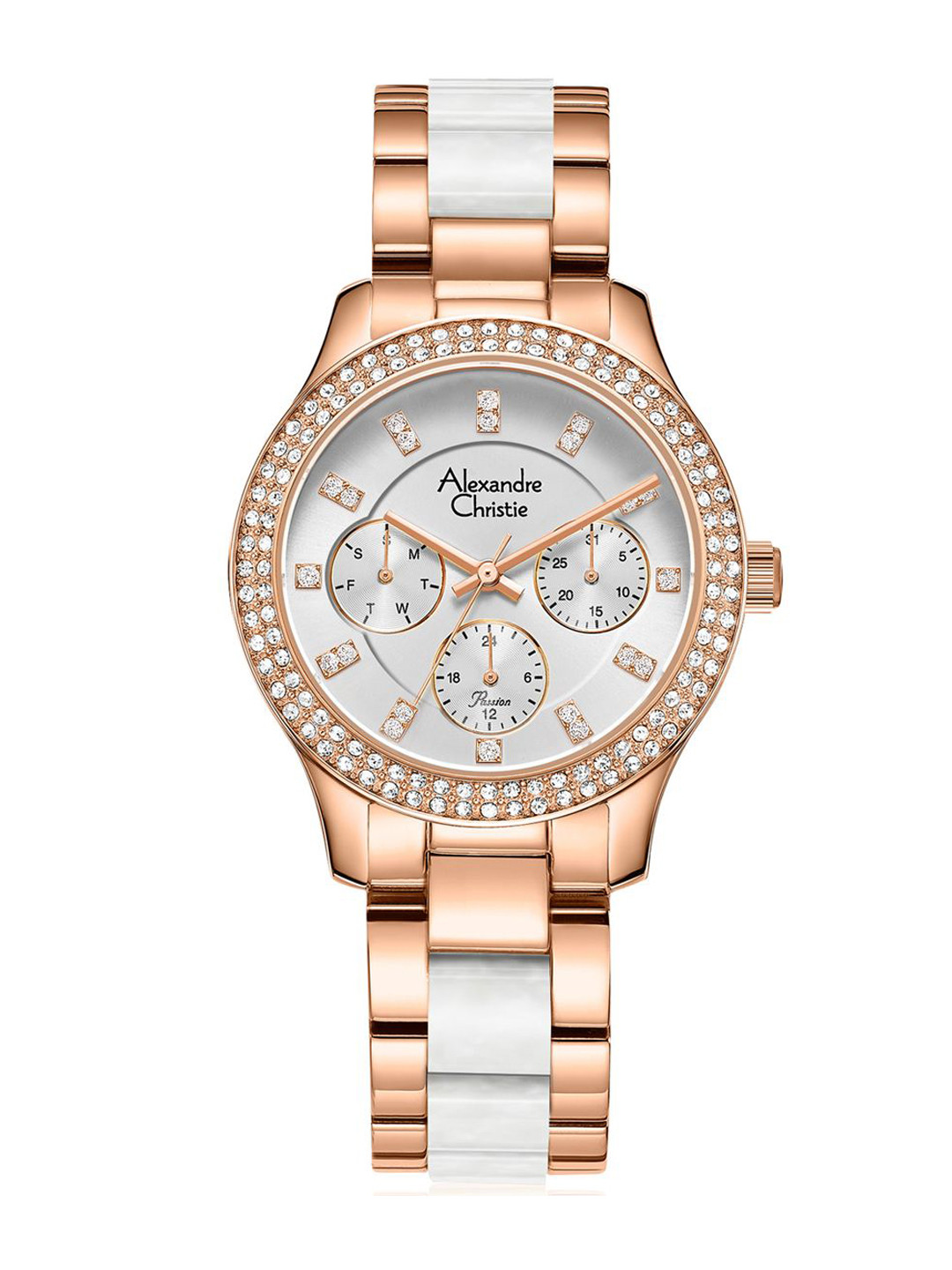 Alexandre Christie Women Embellished Round Bracelet Style  Analogue Watch 2914BFBRGSLDR