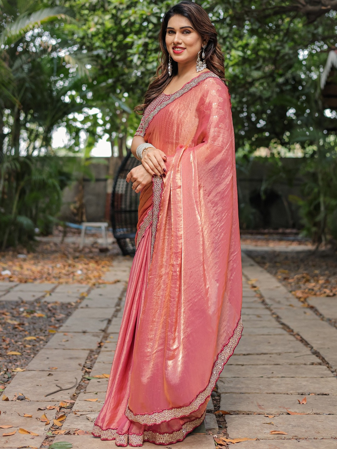 all about you Embellished Sequinned  Jimmy-Choo Organza Saree