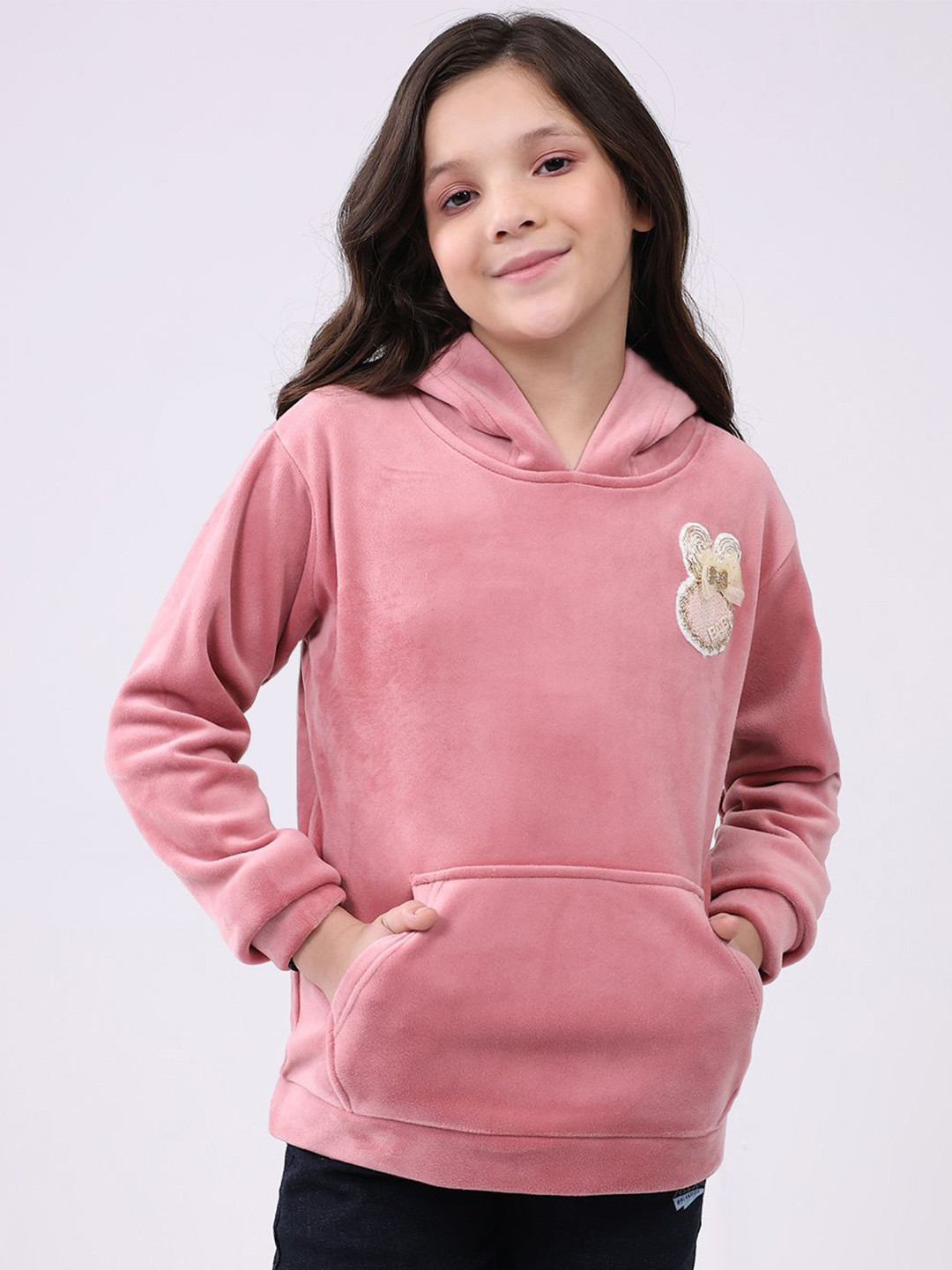 Monte Carlo Girls Hooded Long Sleeves Kangaroo Pocket Sweatshirt