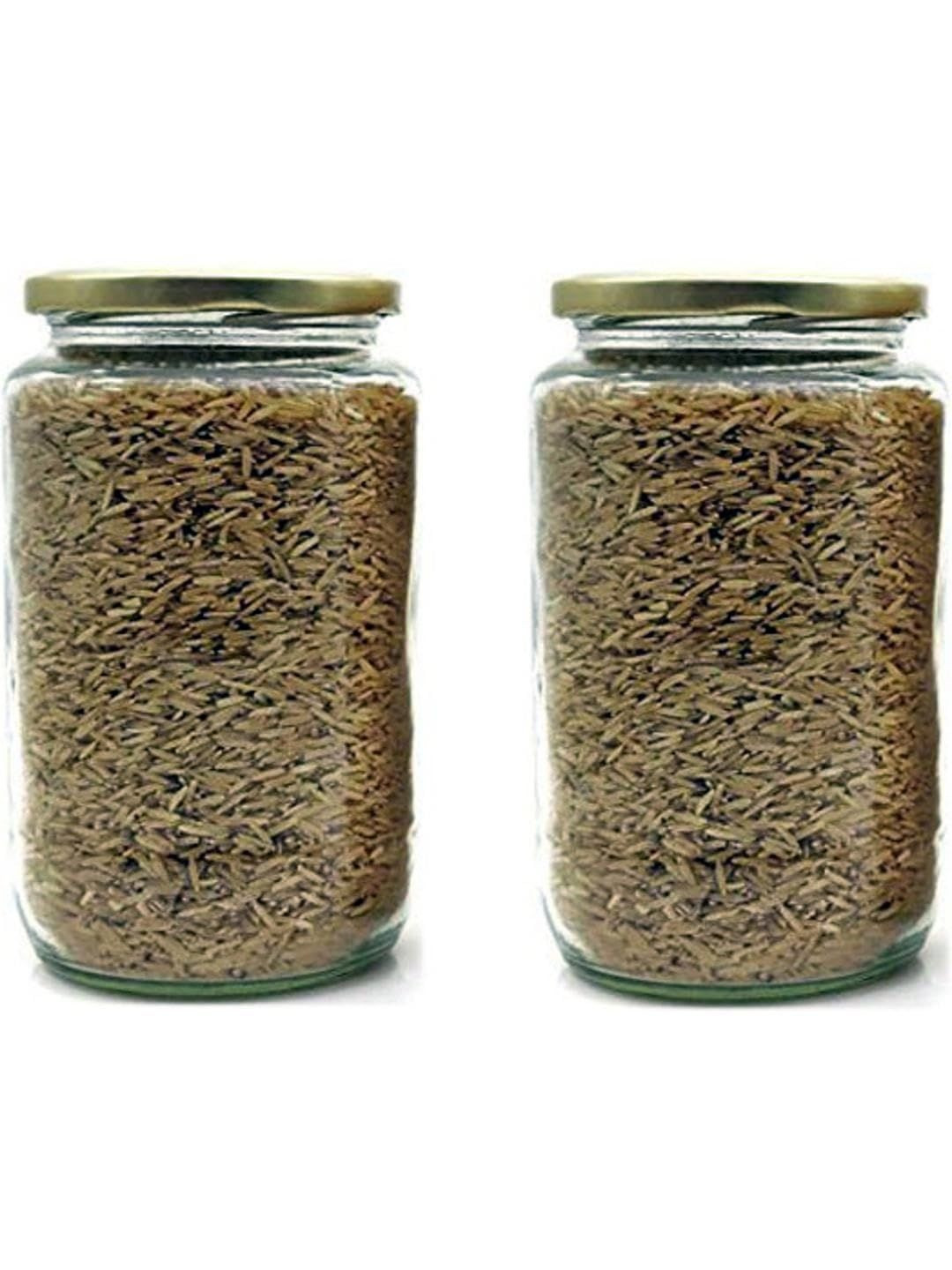 1ST TIME Transparent & Gold-Toned Glass Dishwasher Safe 2 Pieces Twist Lock Jars- 1000 Ml
